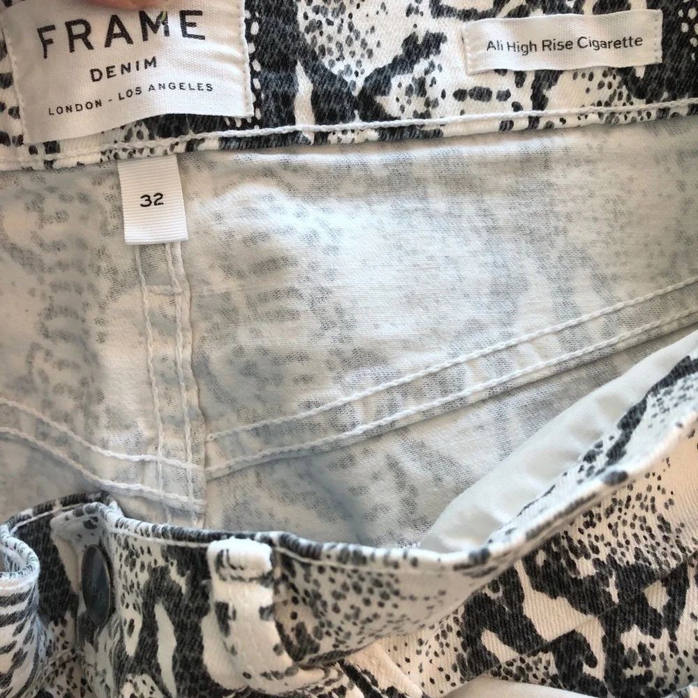 Frame All High Rise Cigarette Python Print Jeans
